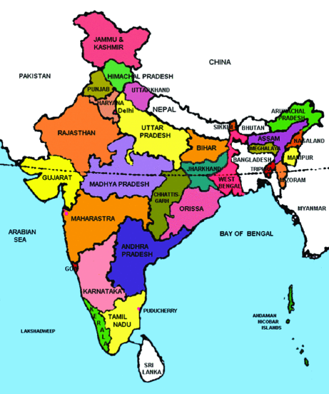 outline political map of india